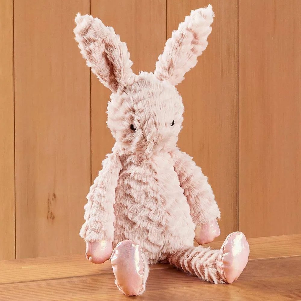 Jellycat Dainty Bunny Retired Rabbit Rose Pink Ruffled Plush Shiny Paws Toy 15in